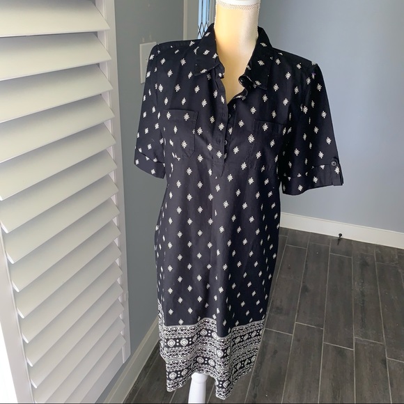 KAREN SCOTT PRINTED POLO COLLAR DRESS SIZE M - Picture 3 of 11